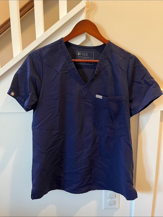 Figs Tops - Figs Women’s Navy V-Neck Medical Scrub Top